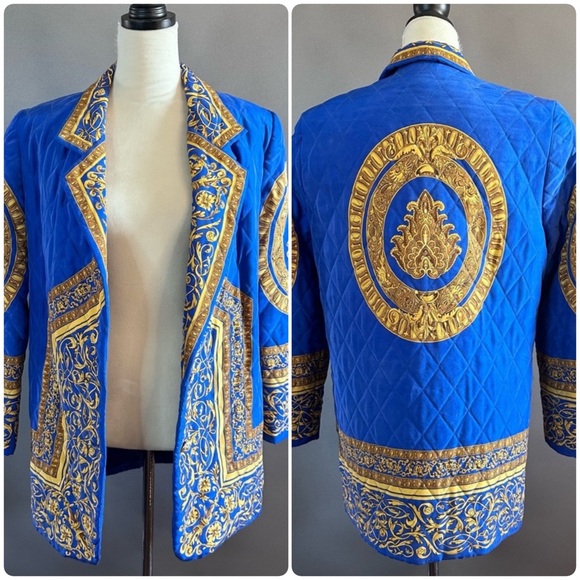 Adrianna Papell Jackets & Blazers - Vintage Adam Douglas Adrianna Papell Silk Quilted Baroque Blazer Jacket